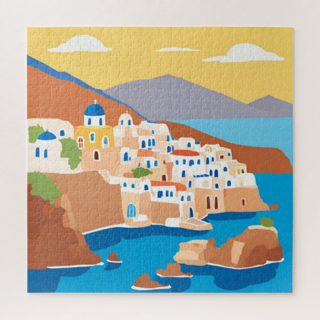 Puzzle Pintura de la isla de Santorini (Vertical)