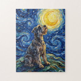 Puzzle Pintura de la noche estrellada de Schnauzer