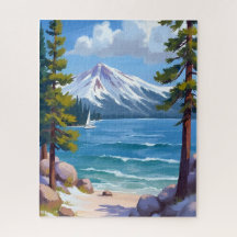 Pintura de la playa Sand Harbor Lake Tahoe