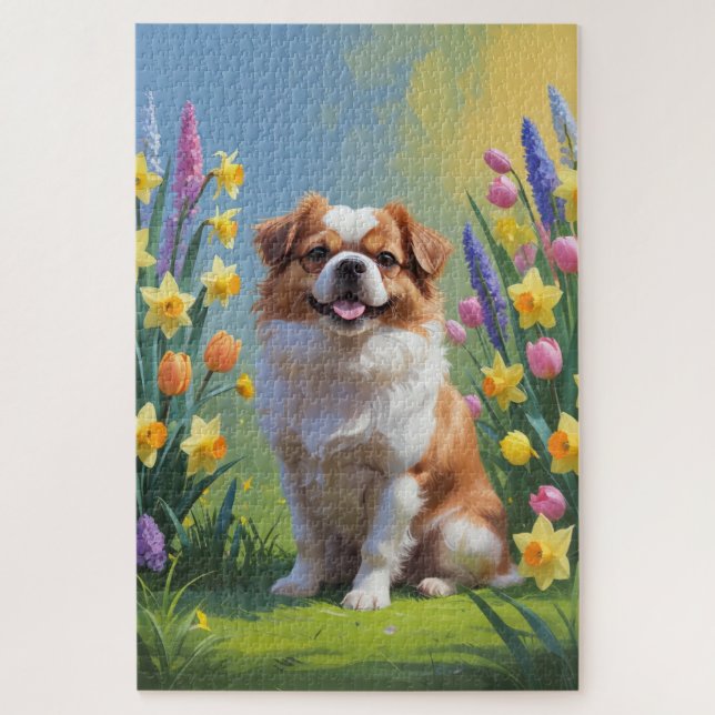 Puzzle Pintura de la primavera del perro de barro chino j (Vertical)