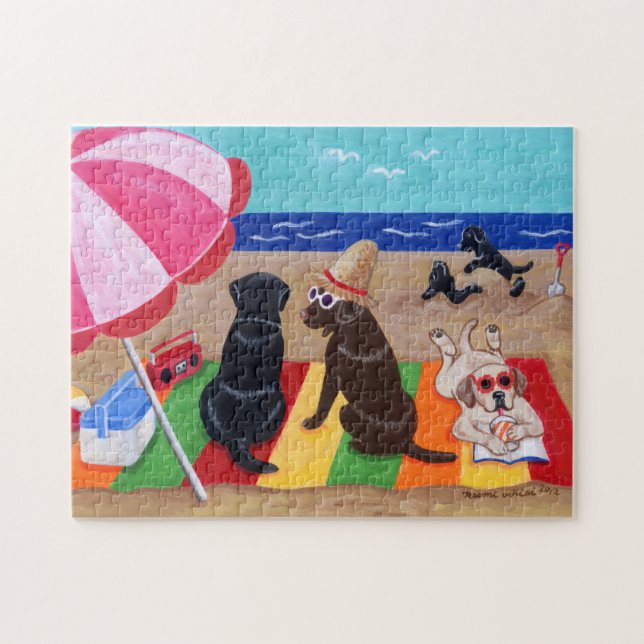Puzzle Pintura de Labradors de la brisa del verano (Horizontal)