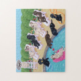 Puzzle Pintura de Labradors del fiesta del Poolside