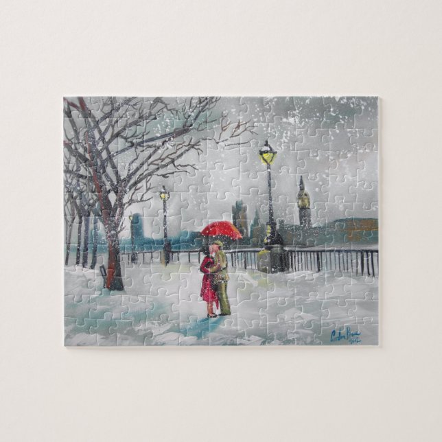 Puzzle Pintura de Londres Thames Big Ben de la nieve de (Horizontal)