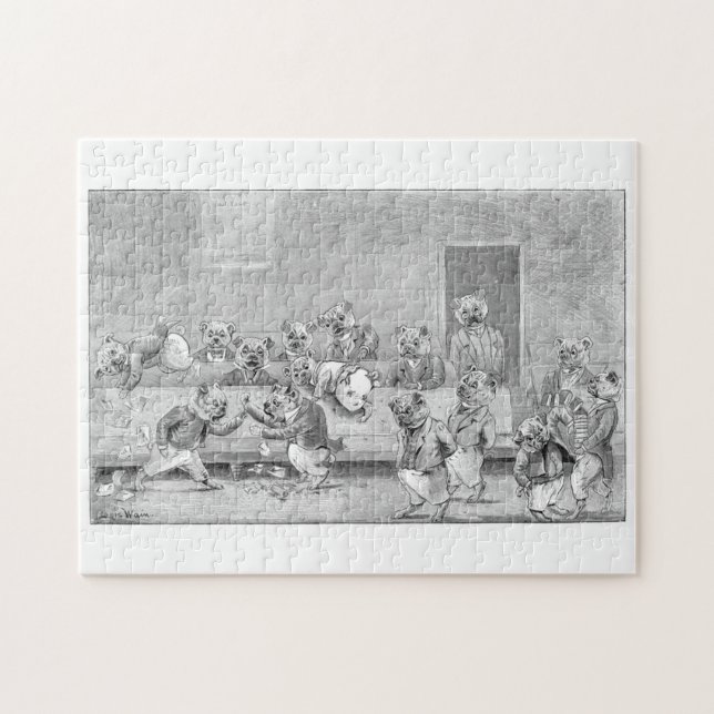 Puzzle Pintura de Louis Wain "Un encuentro de la divinida (Horizontal)