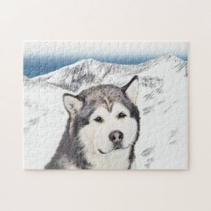 Puzzle Pintura de Malamute de Alaska - Arte de Perro Orig