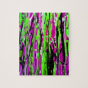 Puzzle Pintura de mancha de neón Pintar verde morado y ne