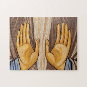 Puzzle Pintura de manos en una iglesia