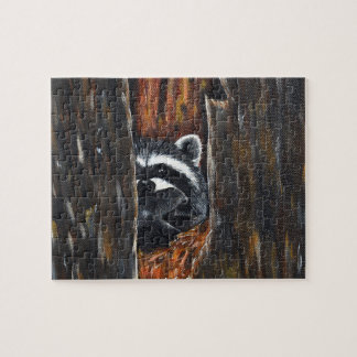 Puzzle Pintura de Mapache Madre y Bebé