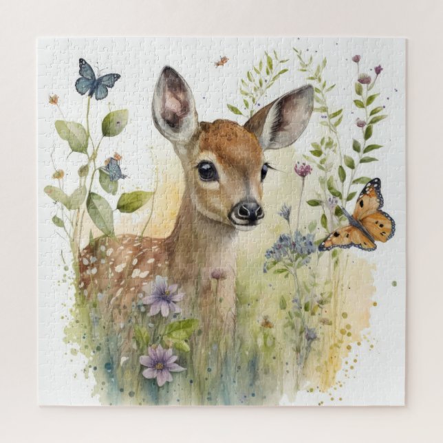 Puzzle Pintura de mariposa de Baby Deer Fawn (Vertical)