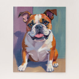 Puzzle Pintura de mascota de Bulldog caprichoso perro de 
