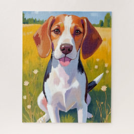 Puzzle Pintura de mascota de perro Beagle en acuarela