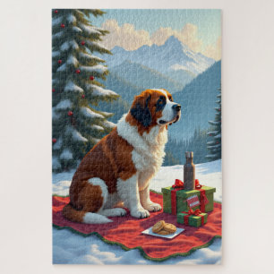 Puzzle Pintura de Navidad de picnic invernal de San Berna