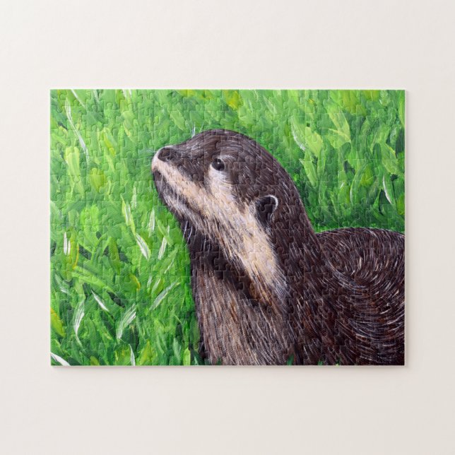 Puzzle Pintura de nutria de río pequeña (Horizontal)