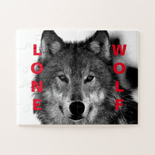 Puzzle Pintura de ojos de lobo blanco y negro