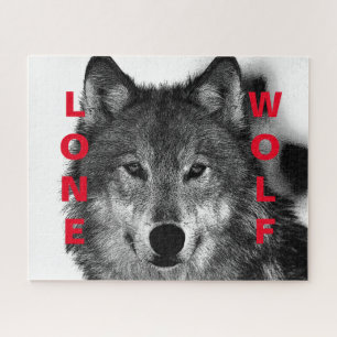 Puzzle Pintura de ojos de lobo blanco y negro