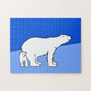 Puzzle Pintura de oso polar y de cachorro - Arte de vida 