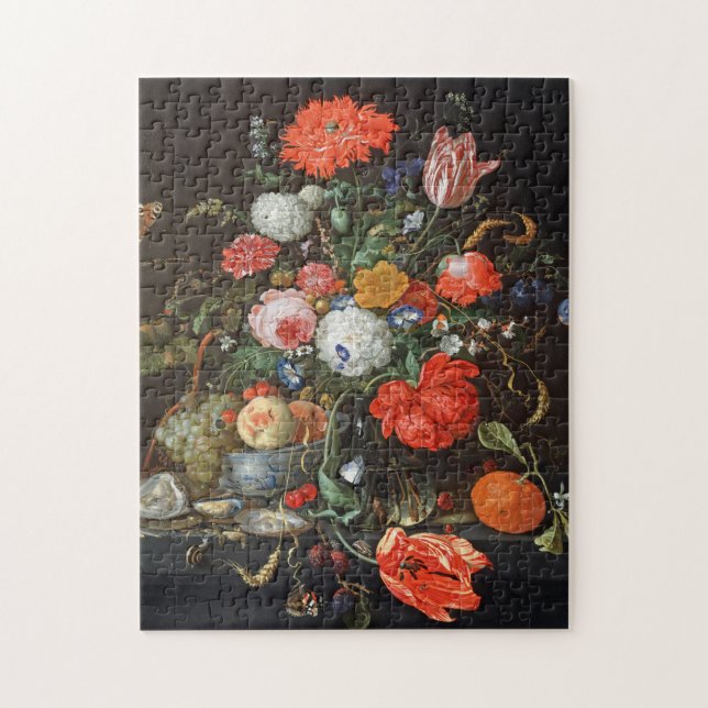 Puzzle pintura de ostras de frutas de Heem Flowers (Vertical)