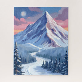 Puzzle Pintura de paisaje de naturaleza invernal de monta