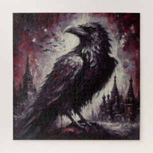 Puzzle Pintura de pájaro de gallo gótico Raven Crow de ar
