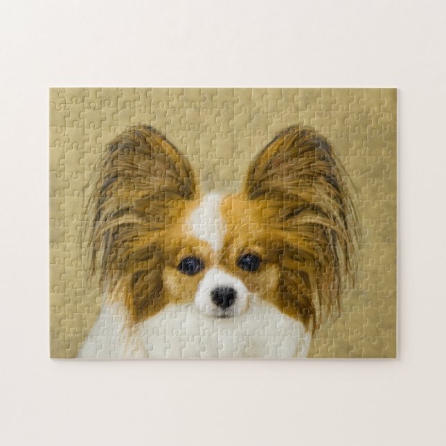 Puzzle Pintura de Papillon (Hound Tri) - Arte original de (Horizontal)