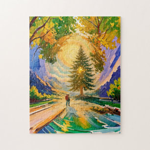 Puzzle Pintura de paseo vibrante en la naturaleza