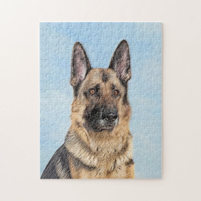 Puzzle Pintura de pastor alemán - Arte de perro original  (Vertical)