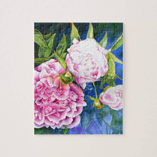 Puzzle Pintura de peñón blanco rosa | floral romántica (Vertical)