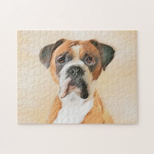Puzzle Pintura De Perro Boxer Sin Recortar Arte Animal Or