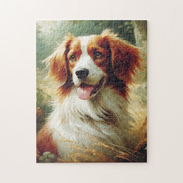 Puzzle Pintura de perro de Bretaña vintage (Vertical)