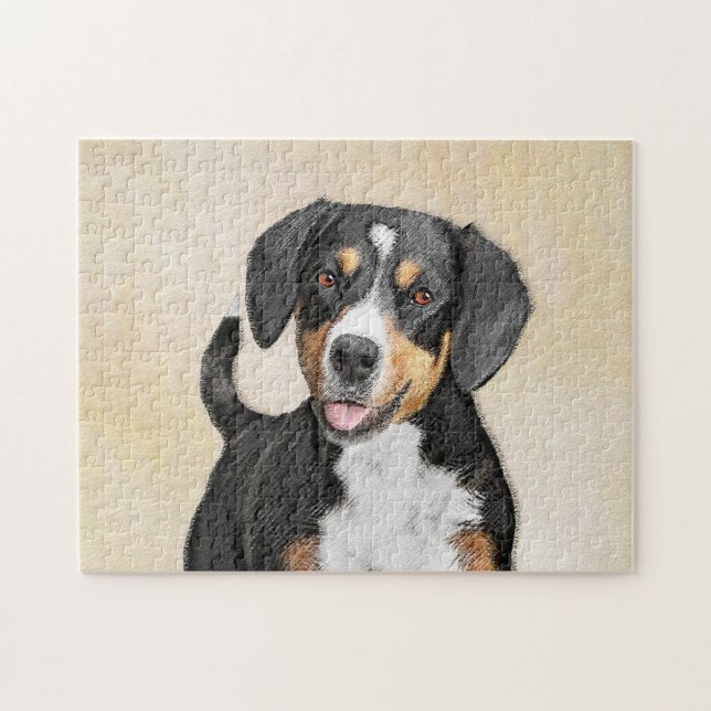 Puzzle Pintura de perro de la montaña Entlebucher - Arte  (Horizontal)