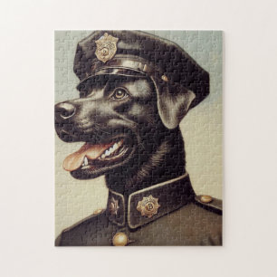 Puzzle Pintura de perro de la policía de época