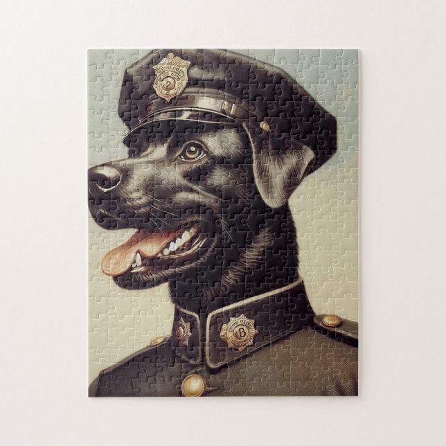 Puzzle Pintura de perro de la policía de época (Vertical)