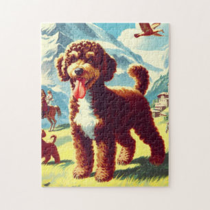 Puzzle Pintura de perro de ladrillo vintage Lagotto Romag
