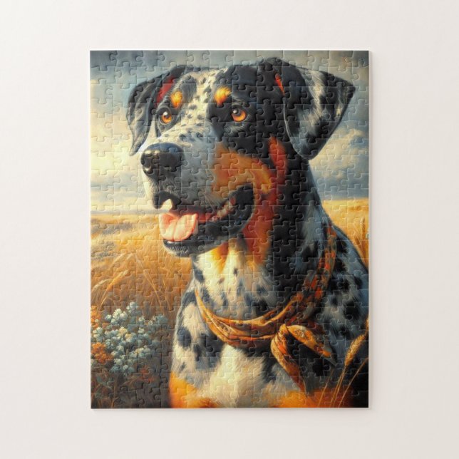 Puzzle Pintura de perro de leopardo de Catahoula (Vertical)