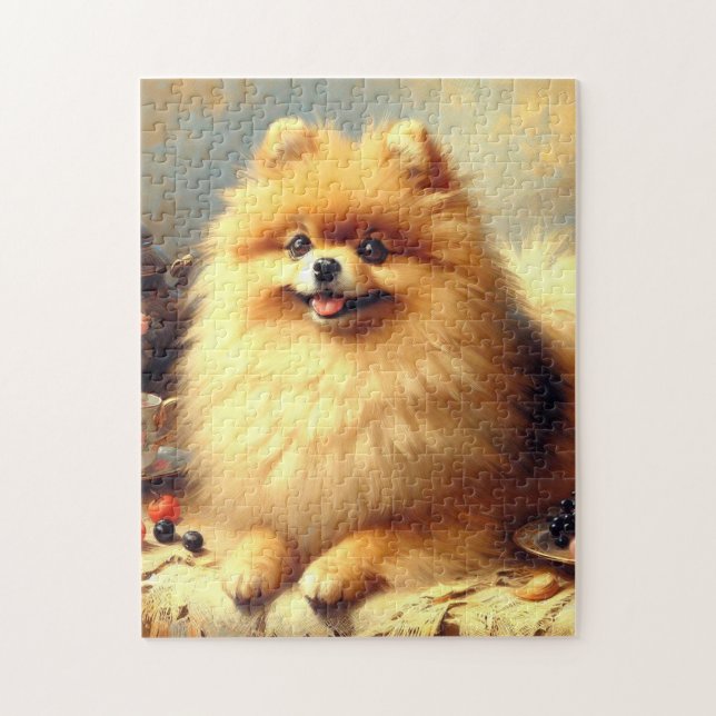 Puzzle Pintura de perro pomerania vintage (Vertical)