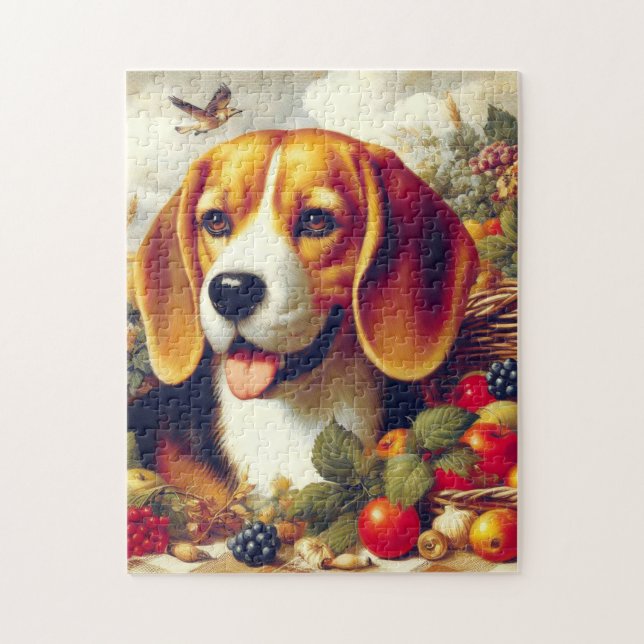 Puzzle Pintura de pimienta beagle de época (Vertical)