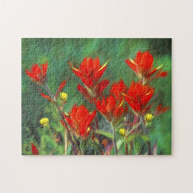 Puzzle Pintura de pincel indio - Arte de flores original (Horizontal)
