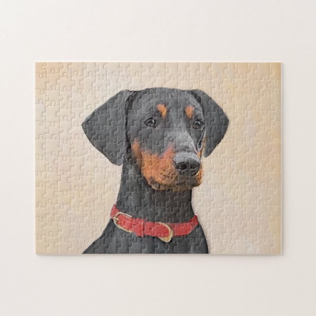 Puzzle Pintura de Pinscher original de arte animal (Horizontal)