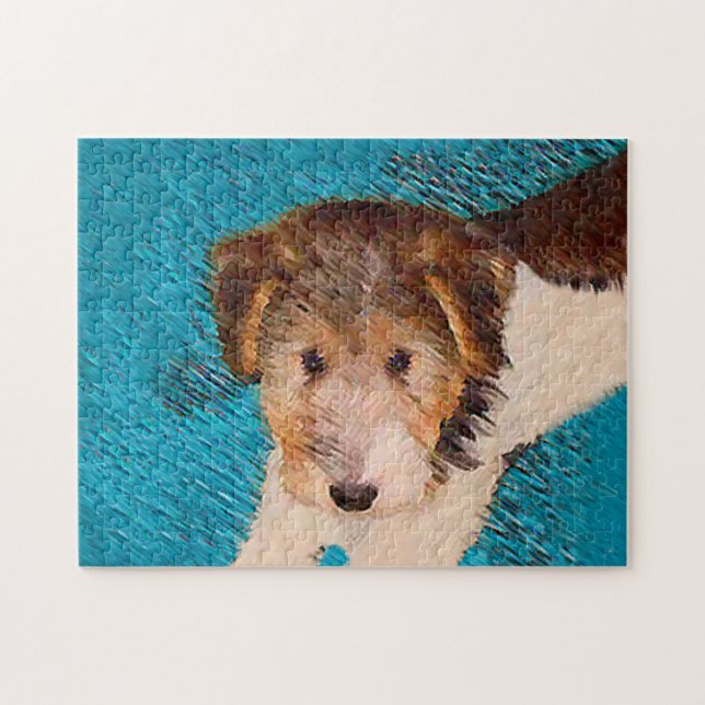 Puzzle Pintura de pipa de Fox Terrier - Arte Perro Origin (Horizontal)