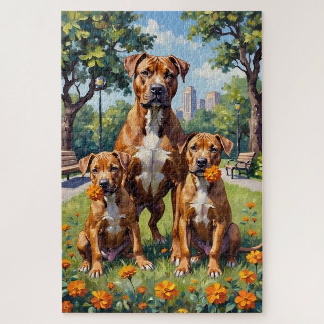 Puzzle Pintura de Pitbull en el Parque Marigold (Vertical)