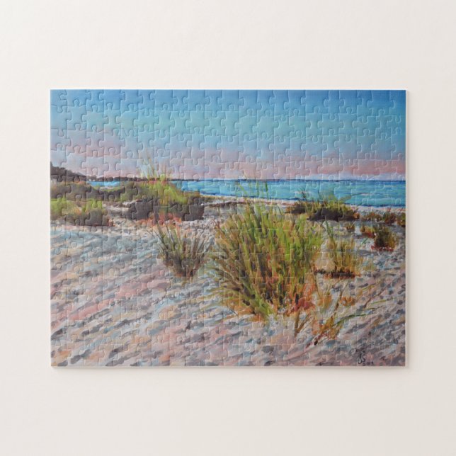 Puzzle Pintura de playa rosada de arena de Florida (Horizontal)