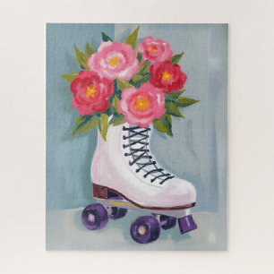 Puzzle Pintura de ramo de rosas con patines sobre ruedas