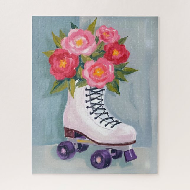 Puzzle Pintura de ramo de rosas con patines sobre ruedas (Vertical)