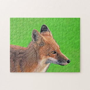 Puzzle Pintura de Red Fox - Arte de vida salvaje original