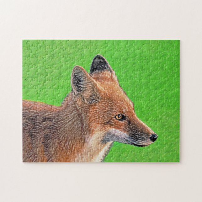 Puzzle Pintura de Red Fox - Arte de vida salvaje original (Horizontal)