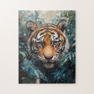 Puzzle Pintura de retrato de tigre en la selva