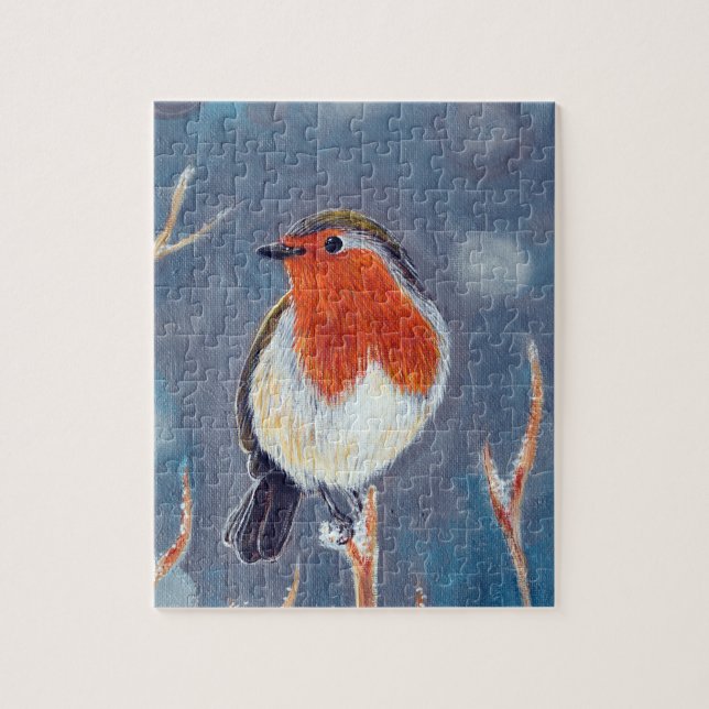 Puzzle Pintura de Robin de Invierno (Vertical)