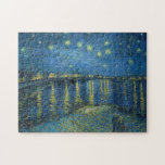 Puzzle Pintura de Ródano Noche Van Gogh Starry<br><div class="desc">Vincent Van Gogh (30 de marzo de 1853 a 29 de julio de 1890) fue un influyente pintor holandés posimpresionista.  Este cuadro es Noche estrellada sobre el Ródano.</div>