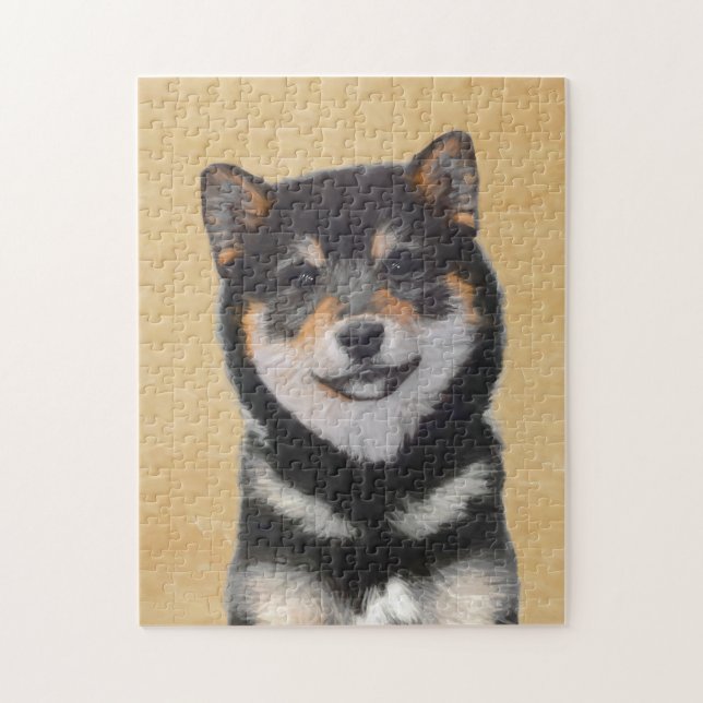 Puzzle Pintura de Shiba Inu (negro y moreno) - arte del (Vertical)