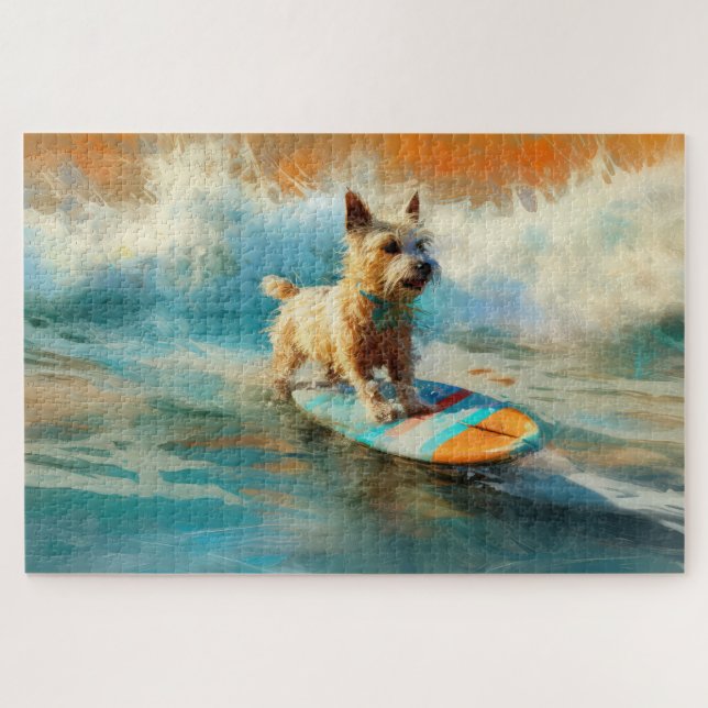 Puzzle Pintura de surf de Biewer Terrier Beach (Horizontal)